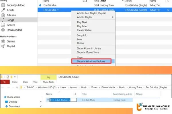 Ấn vào Show in Windows Explorer và đổi định dạng