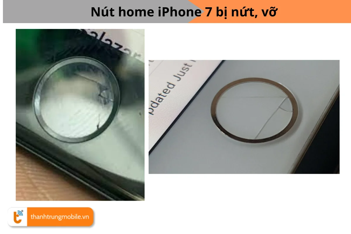 Nút home iPhone 7 bị nứt, vỡ