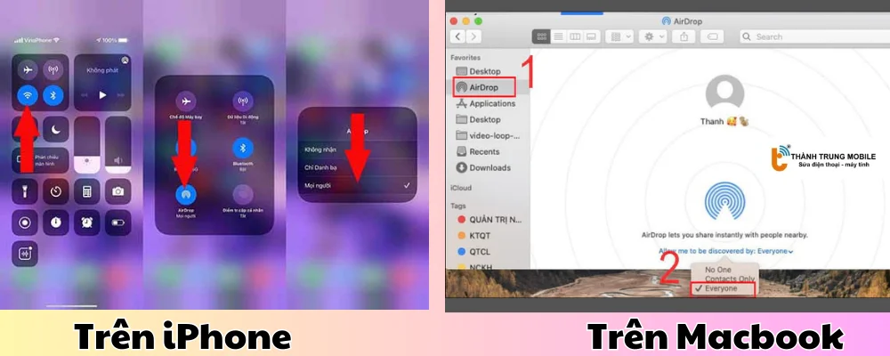 Bật Air Drop trên iPhone và Macbook