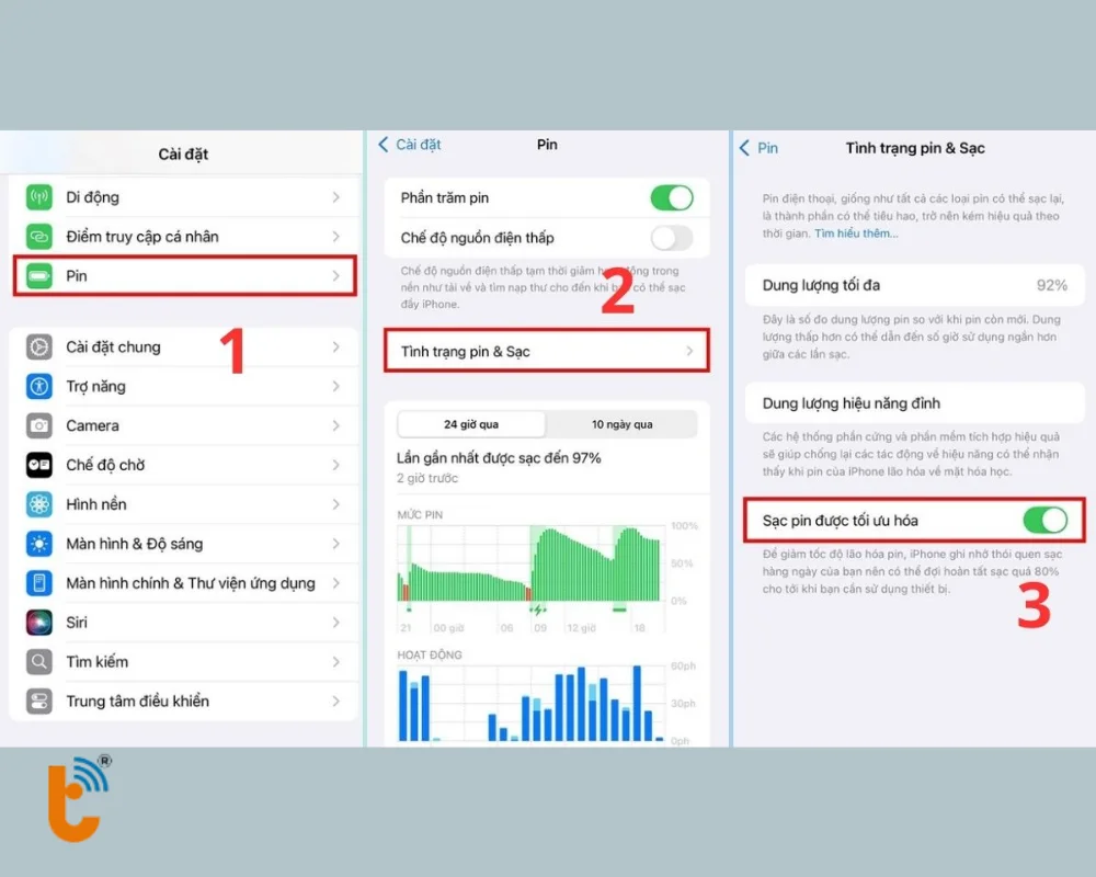 Các bước để tắt sạc pin tối ưu hóa