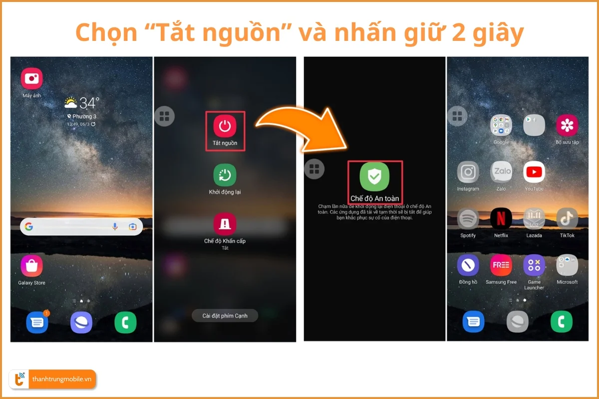 Cách bật chế độ an toàn trên điện thoại Samsung