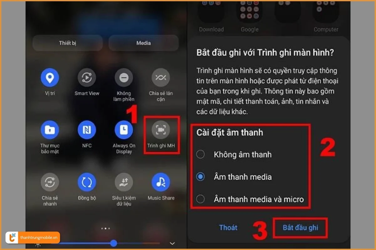 Cách quay video màn hình Samsung A23 có âm thanh