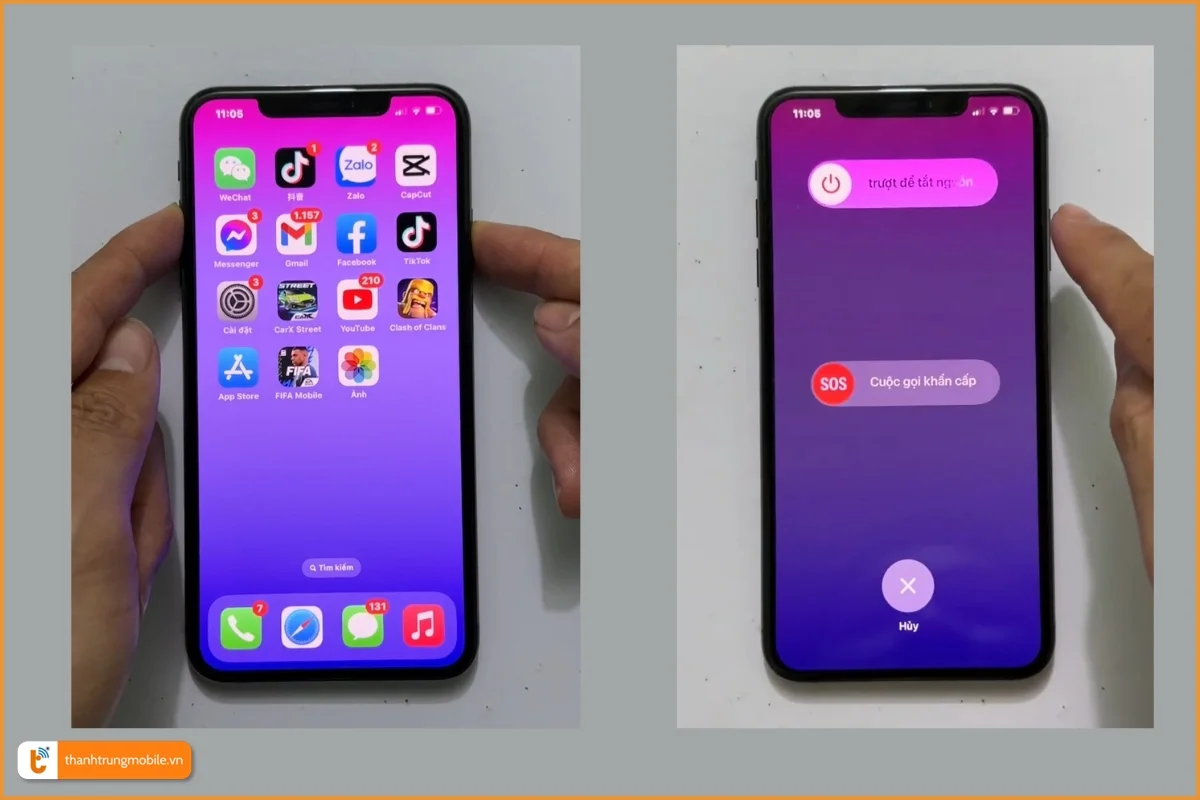 Cách tắt nguồn iPhone X khi máy hoạt động bình thường