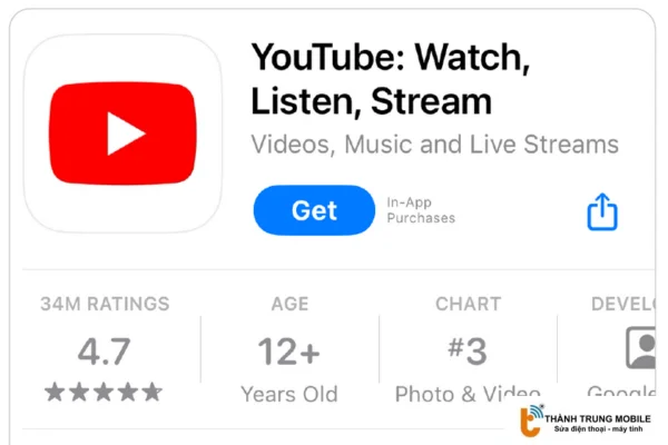 Cài lại Youtube từ App Store