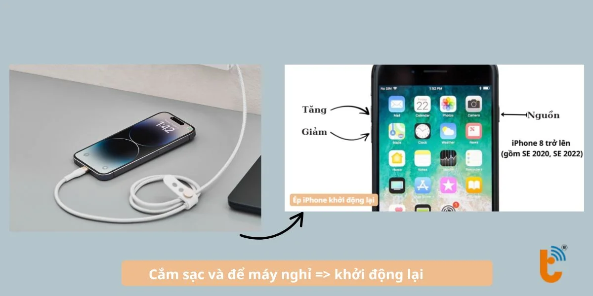 Cắm sạc và để máy nghỉ 30–60 phút rồi khởi động ép buộc