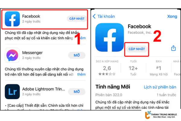 Cập nhật Facebook trên App Store