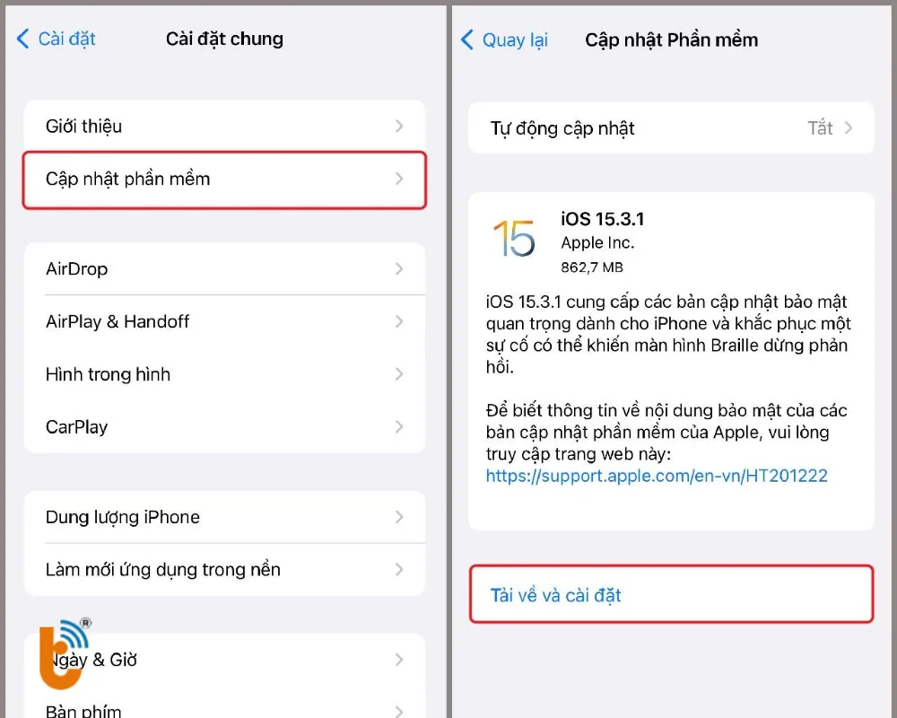 Cập nhật iOS mới nhất để cải thiện hiệu năng