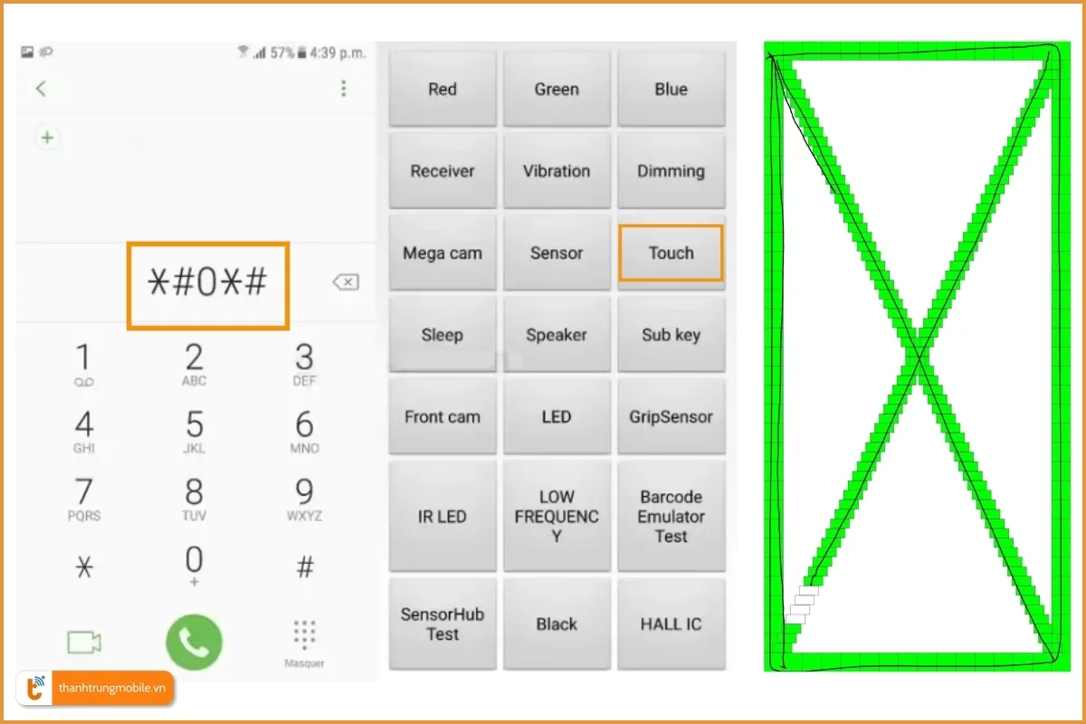 Chạy mã test trên điện thoại Samsung để test cảm ứng