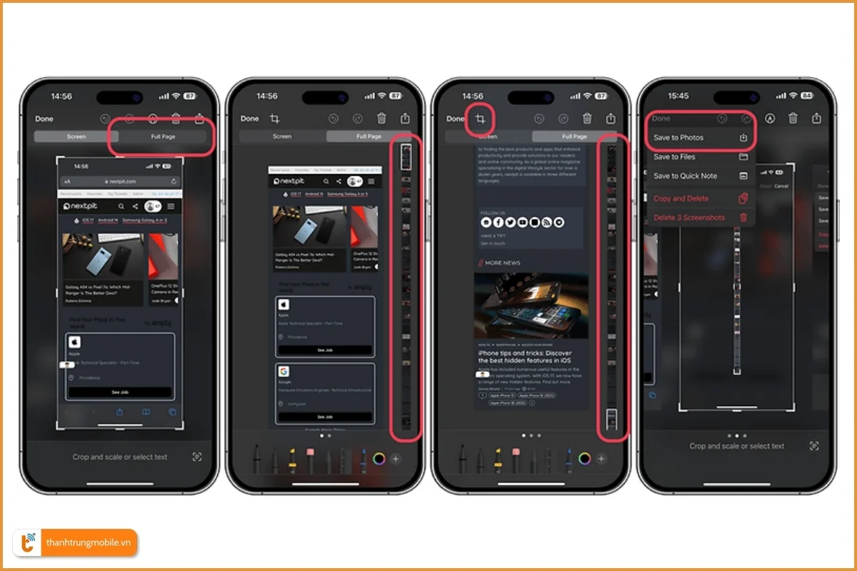Chỉnh sửa và lưu lại ảnh chụp màn hình dài trên iPhone 14