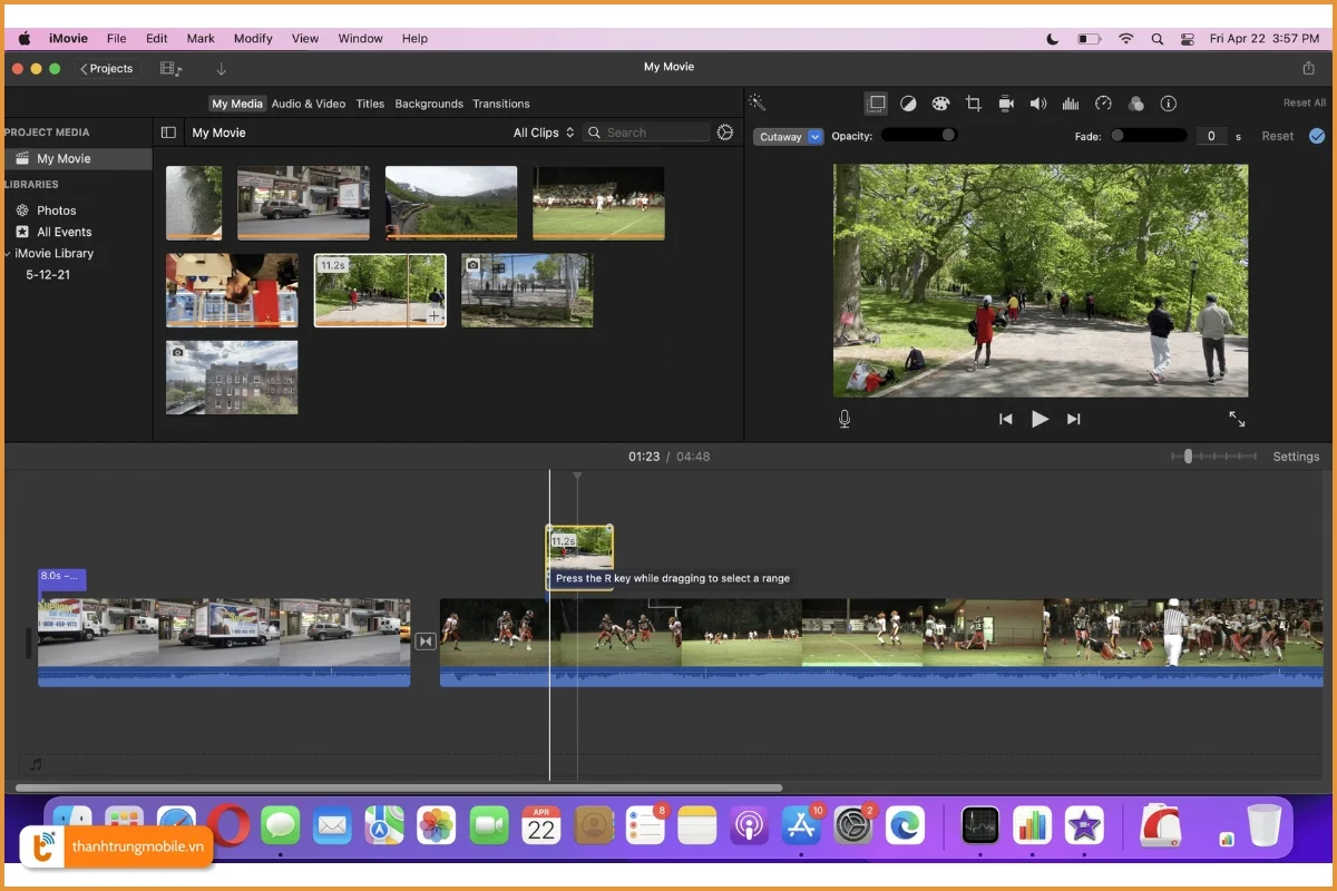 Chỉnh sửa video sau khi quay màn hình Macbook M1 bằng iMovie