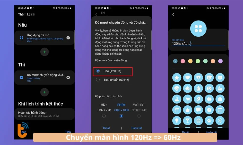 Chuyển chuẩn màn hình 120Hz về 60Hz sẽ giúp tiết kiệm pin đáng kể