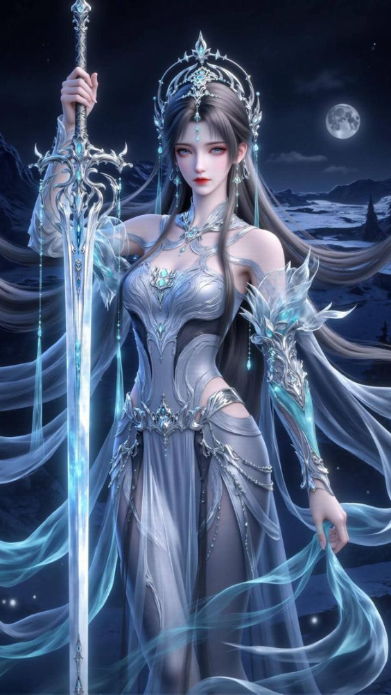 Cô gái băng lam dưới ánh trăng
