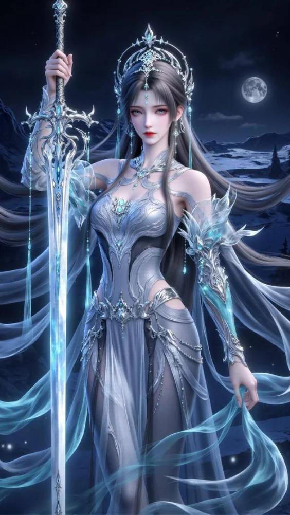 Cô gái băng lam dưới ánh trăng