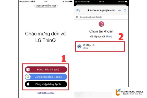 Đăng nhập tài khoản LG ThinQ