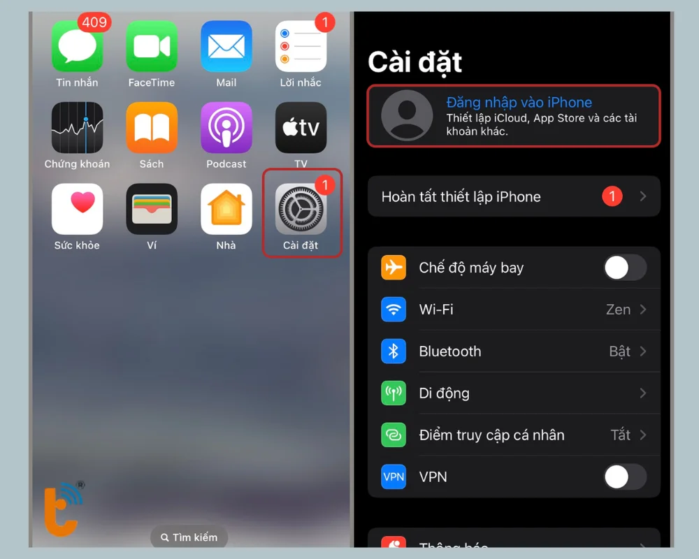 Đăng nhập vào iPhone