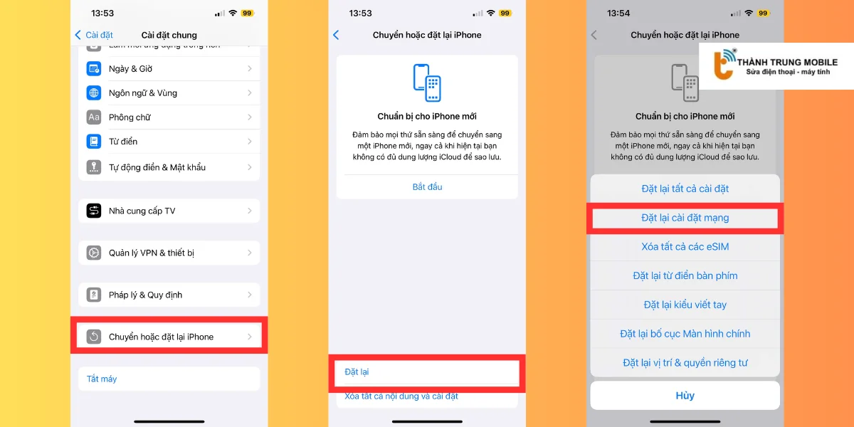 Đặt lại cài đặt mạng cho iPhone