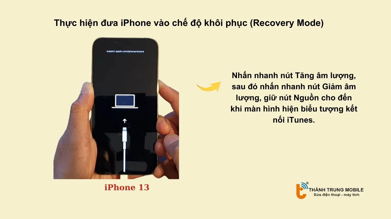 Đưa iPhone vào chế độ khôi phục (Recovery Mode)