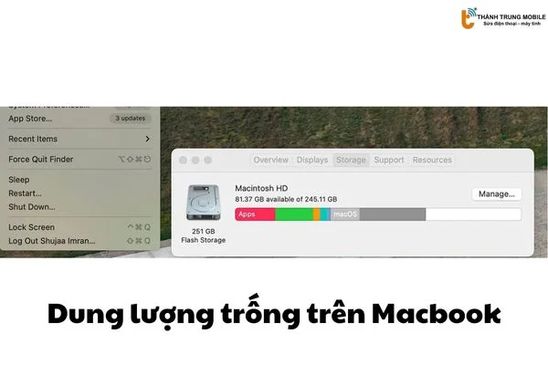 Dung lượng trống trên Macbook