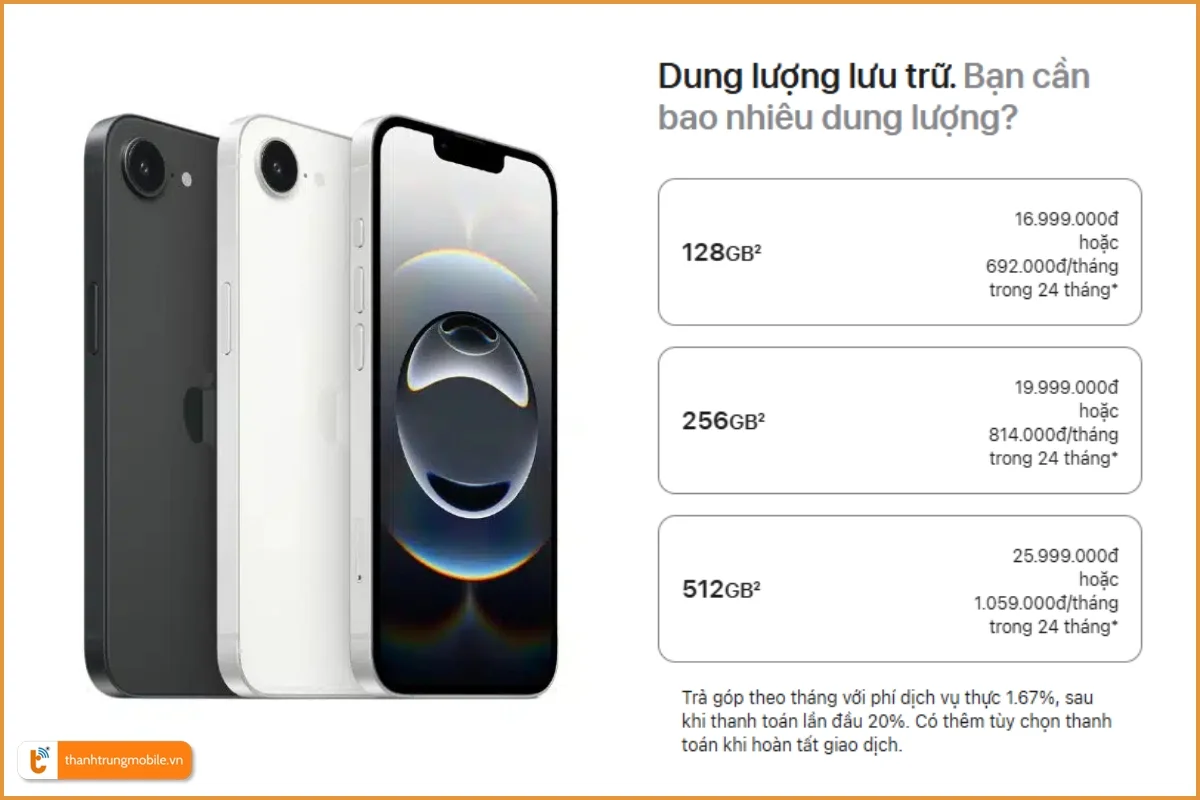 Giá bán và các phiên bản iPhone 16E