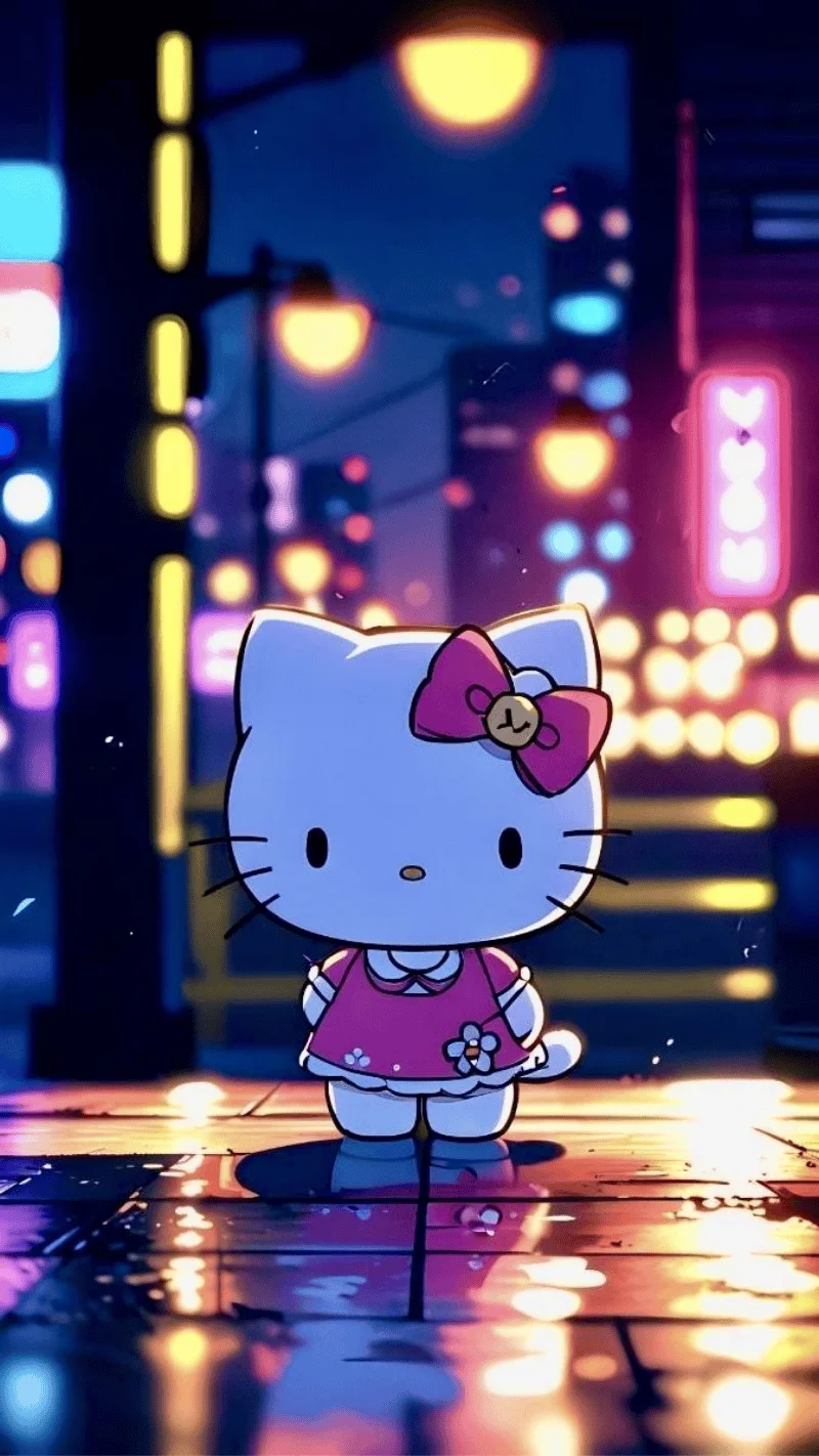 Hình nền Hello Kitty lung linh trong đêm 1