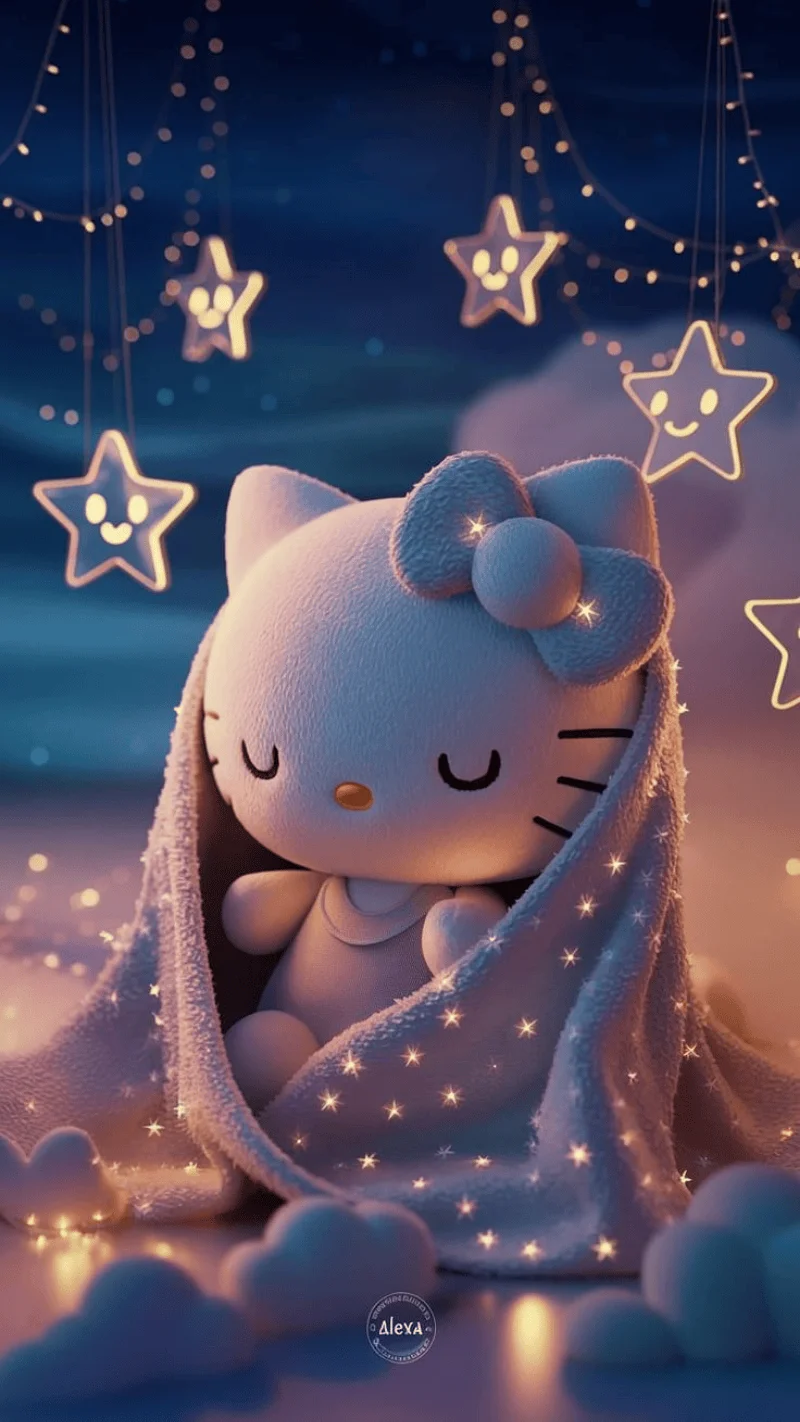 Hình nền Hello Kitty lung linh trong đêm 11