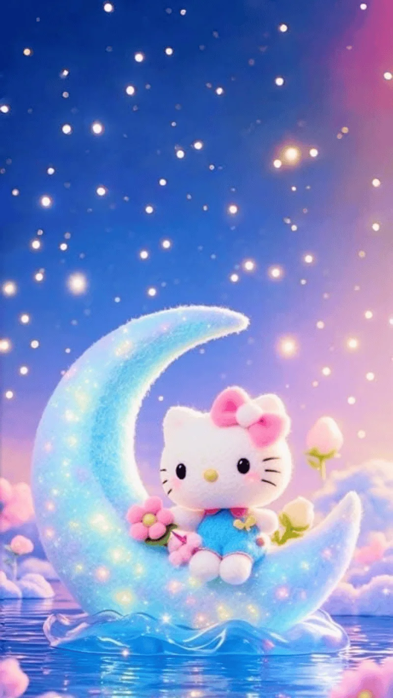 Hình nền Hello Kitty lung linh trong đêm 14