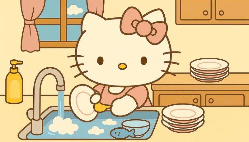 Hình nền Hello Kitty dọn nhà 4