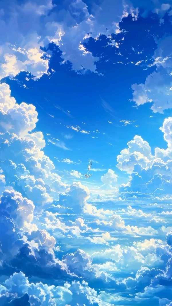 Hình nền màu xanh Anime cho điện thoại 5