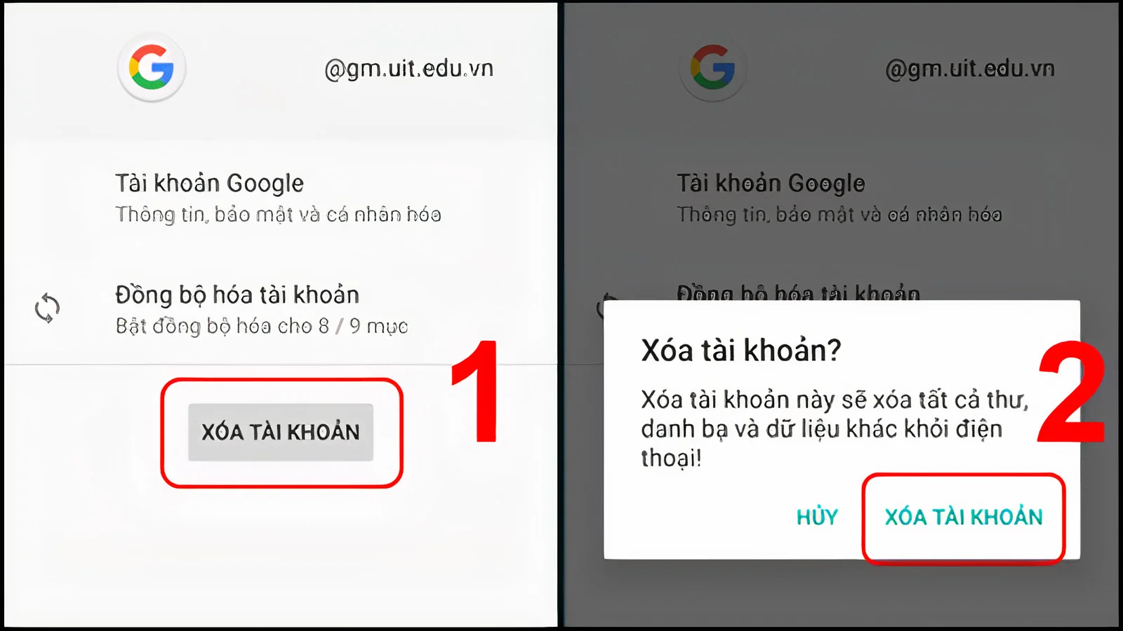 Hoàn thành cách xoá tài khoản Google trên Android