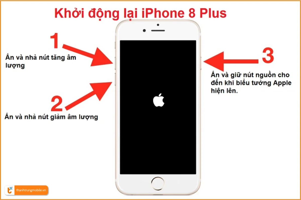 Khởi động lại iPhone 8 Plus (hard reset)