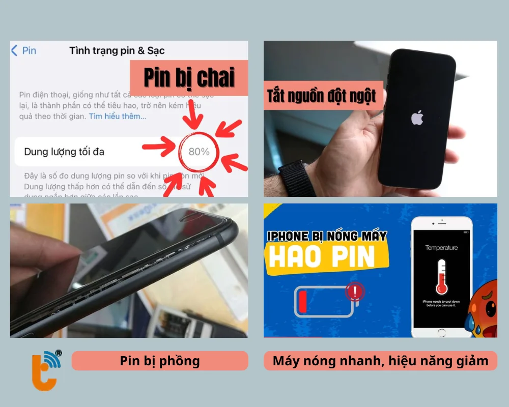 iPhone chay pin sẽ xuất hiện những vấn đề trên