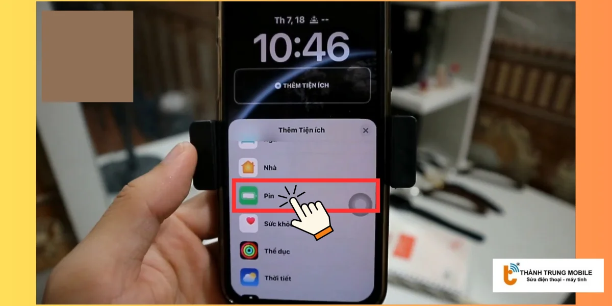 Kéo lên và chọn Pin