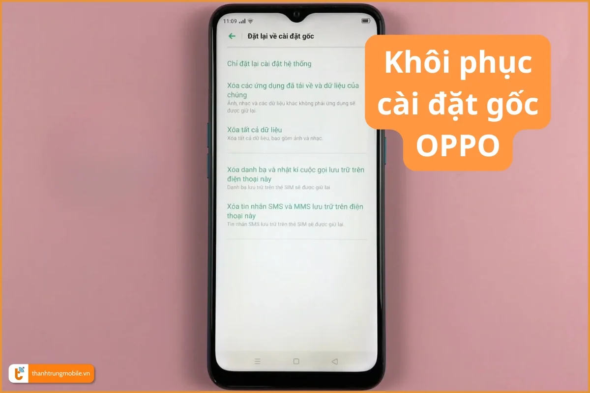 Khôi phục cài đặt gốc điện thoại Oppo