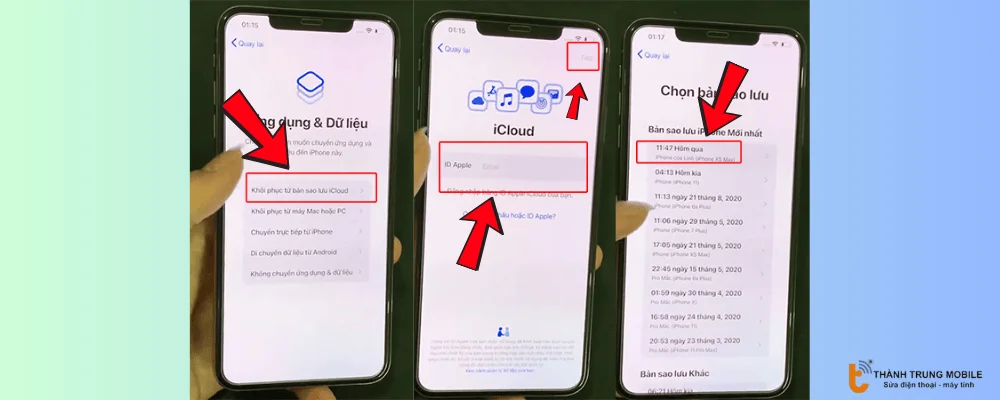 Khôi phục từ bản sao lưu iCloud