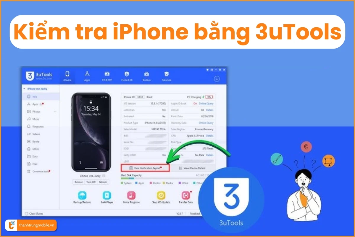 Kiểm tra iPhone bằng 3uTools