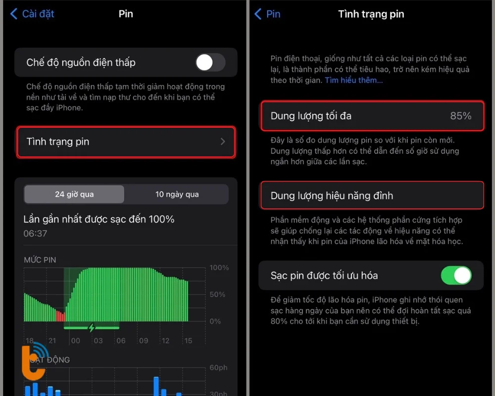 Kiểm tra tình trạng pin của iPhone 15 Plus