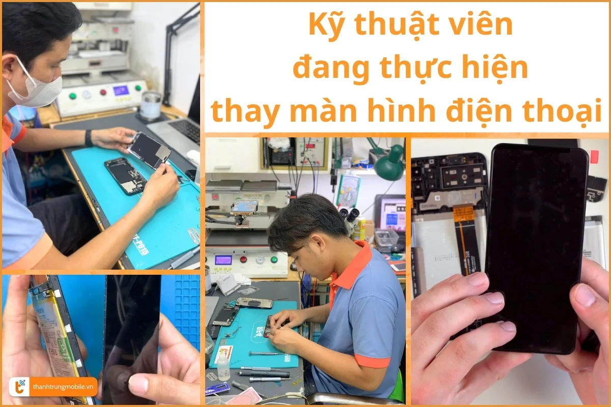 Kỹ thuật viên tiến hành thay màn hình 01