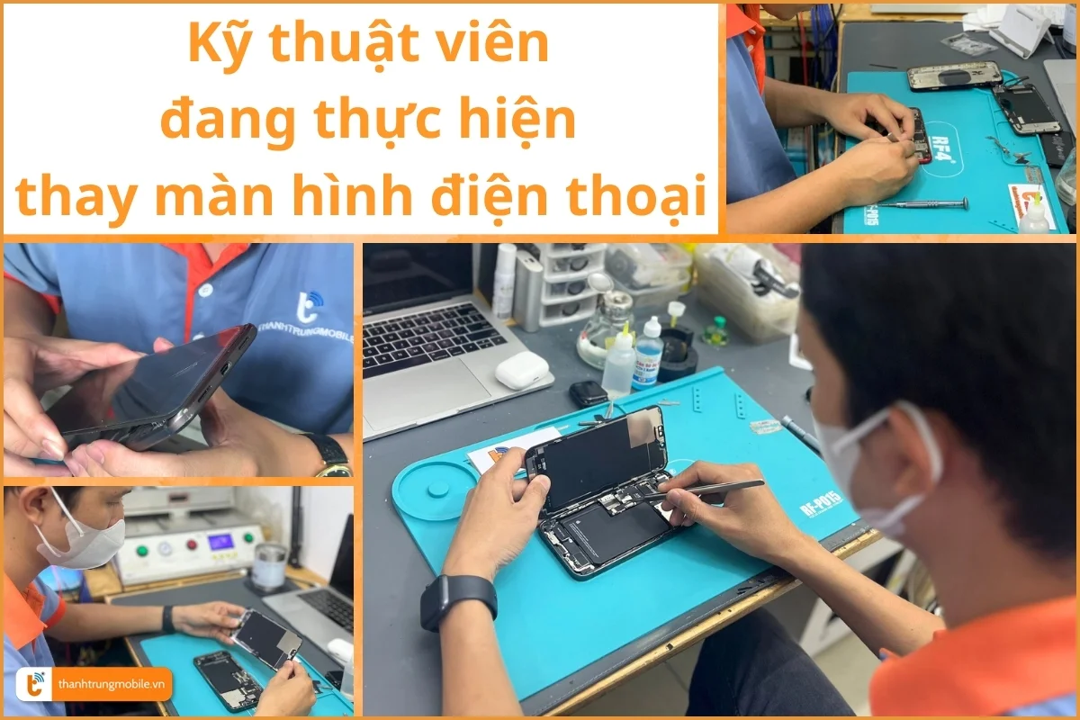 Kỹ thuật viên tiến hành thay màn hình 03