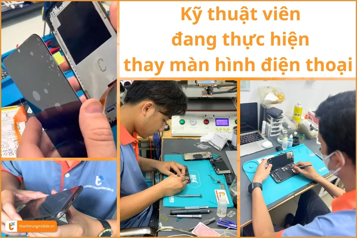 Kỹ thuật viên tiến hành thay màn hình 04