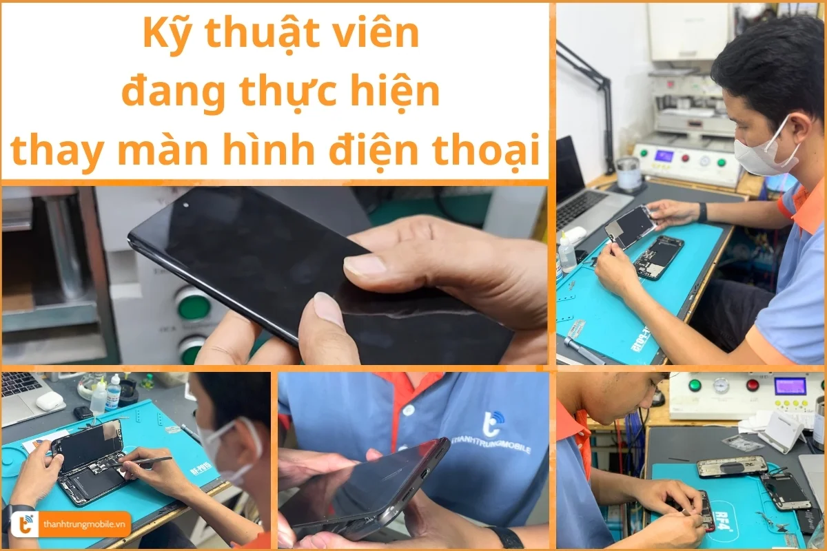 Kỹ thuật viên tiến hành thay màn hình 05