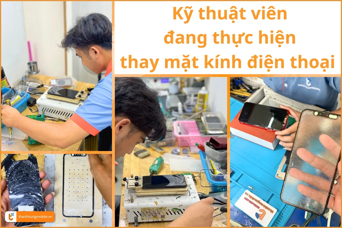 Kỹ thuật viên tiến hành thay mặt kính 01