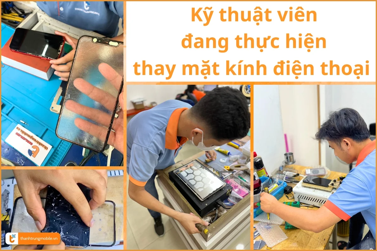 Kỹ thuật viên tiến hành thay mặt kính 04