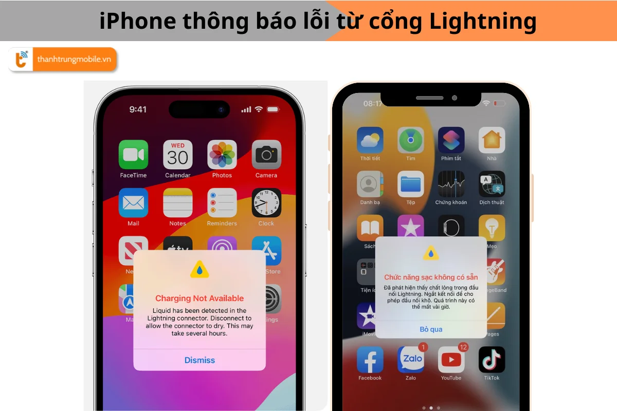 Lỗi iPhone phát hiện chất lỏng từ cổng lightning