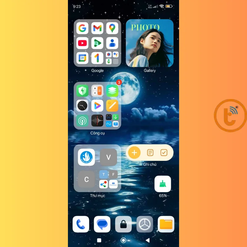 Màn hình chính sau khi đặt hình nền trên điện thoại Xiaomi