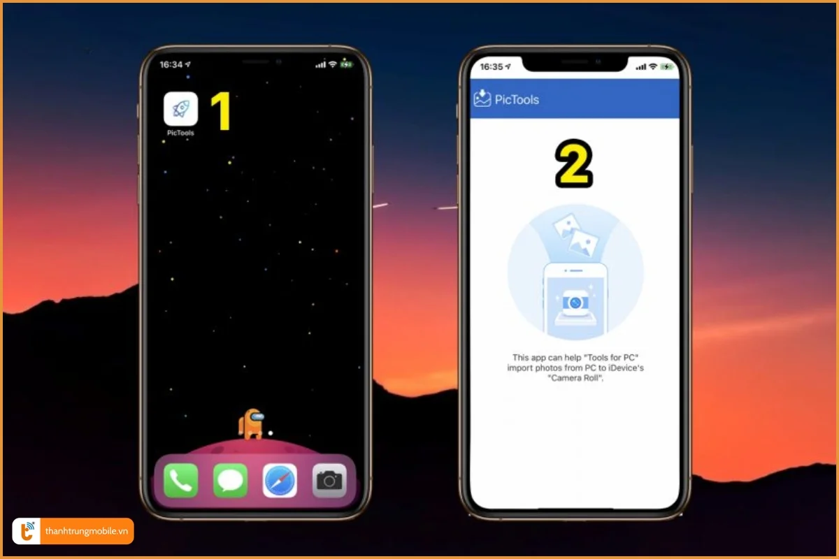 Mở Pictool trên iPhone lên cho phép truy cập vào hình ảnh