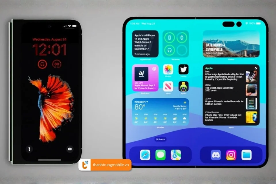 nếp gấp iPhone Fold màn hình gập