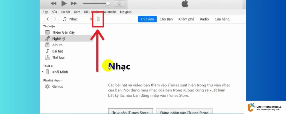 Nhấn vào biểu tượng iPhone