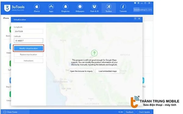 Nhấn Modify virtual location