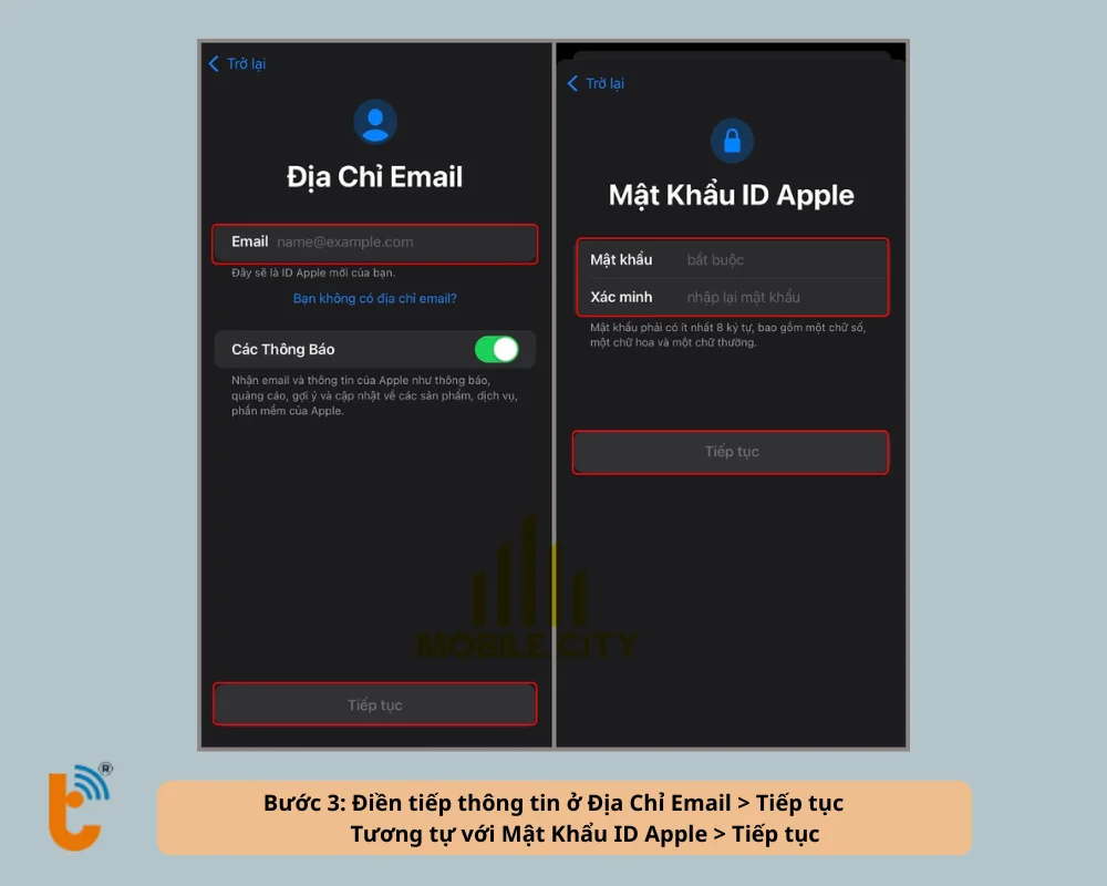 Nhập Email và mật khẩu