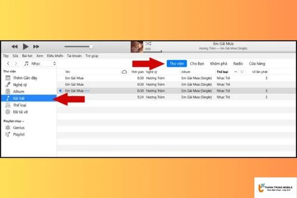 Vào phần mêm iTunes trên máy tính